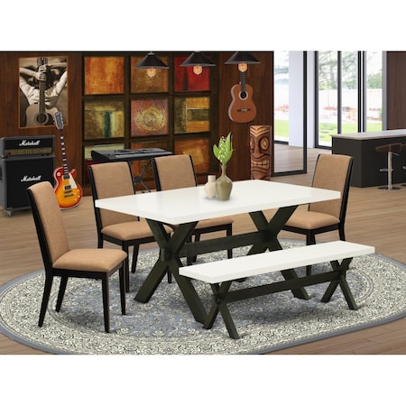 East West Furniture 6 Piece X-Style Awesome Modern Dining Table Set - Wire Brushed Black X626LA147-6